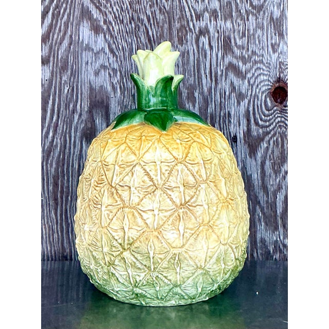 Hollywood Regency Vintage Monumental Glazed Ceramic Pineapple For Sale - Image 3 of 6