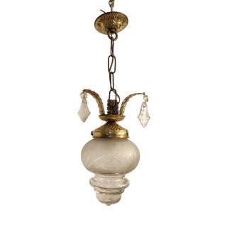 Crystal and Brass Roof Lamp. Spain, 1950s For Sale