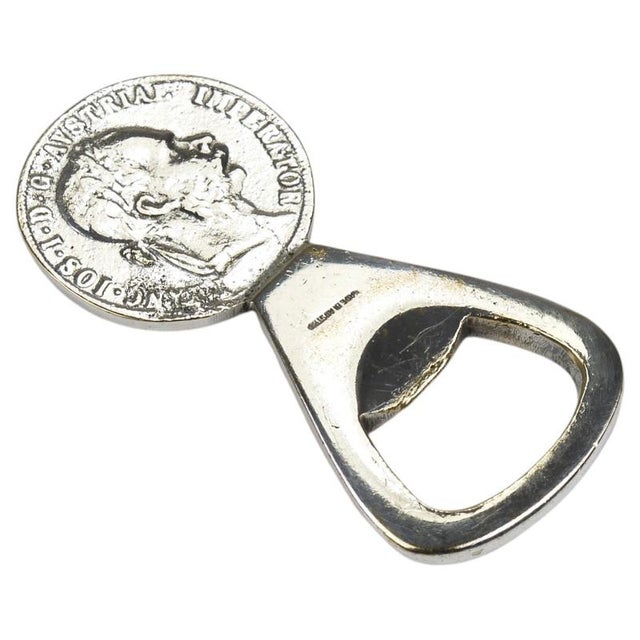 Silvered Brass Bottle Opener Habsburg 2 Florin Coin attributed to Carl Auböck, Austria 1950 For Sale - Image 18 of 18