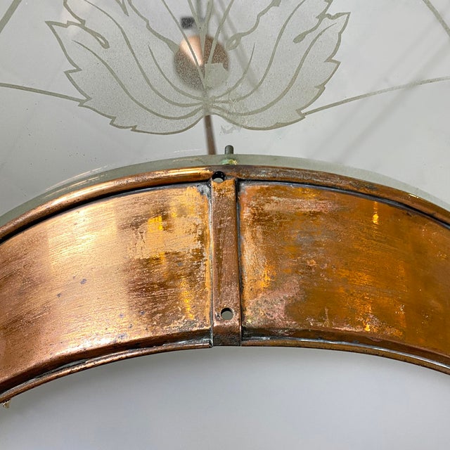 Copper Mid-Century Modern Italian Glass Pendant with Copper Decoration, 1940s For Sale - Image 8 of 16