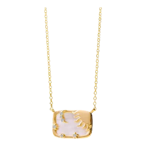 Syna Yellow Gold Sun, Moon and Stars Necklace with Mother of Pearl and Diamond