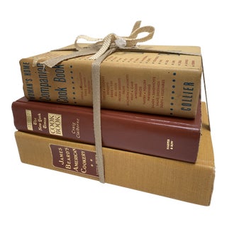 Vintage Midcentury Set of Three Well Loved Cookbooks For Sale