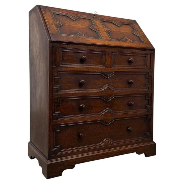 2000 - 2009 20th Century Jacobean Oak Writing Desk For Sale - Image 5 of 14
