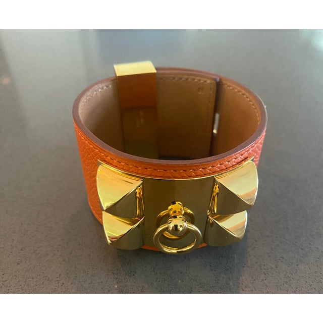 Early 21st Century Hermes "Collier De Chien" Orange Leather Bracelet For Sale - Image 5 of 7