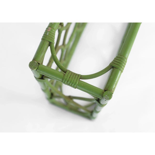 Vintage 1970s Boho Green Rattan 12-Bottle Wine Rack For Sale - Image 9 of 13