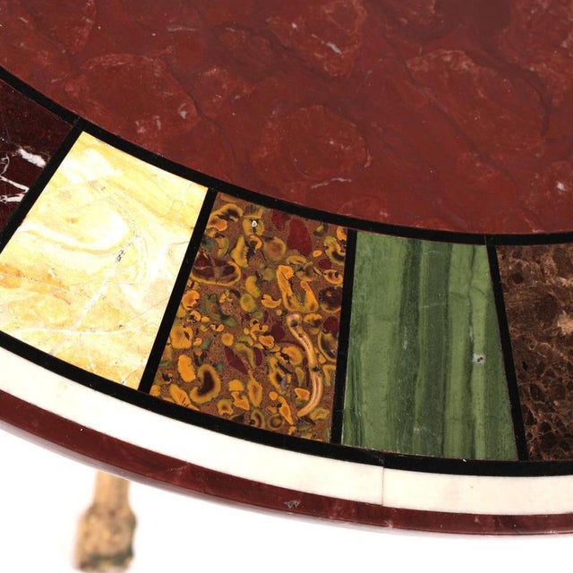 Italian Gilt Table with Marble Top by Pietra Dura, 1890s For Sale - Image 4 of 9