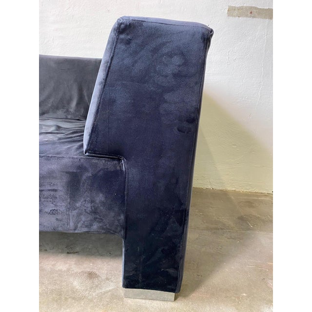 Very rare vladimir kagan sofa from the 1990s new york collection model: "omnibus 2-arm" 3-seater upholstery: black velvet...