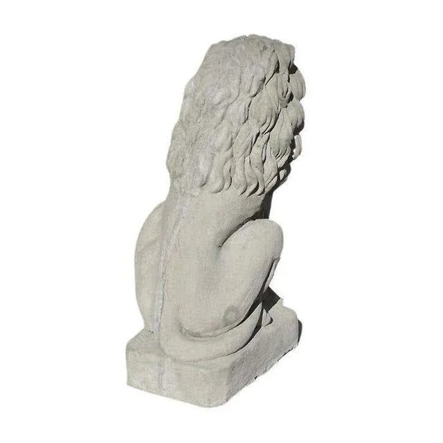 2020s Two Tall Gray Architectural French Sitting Stone Concrete Lions, a Pair For Sale - Image 5 of 8