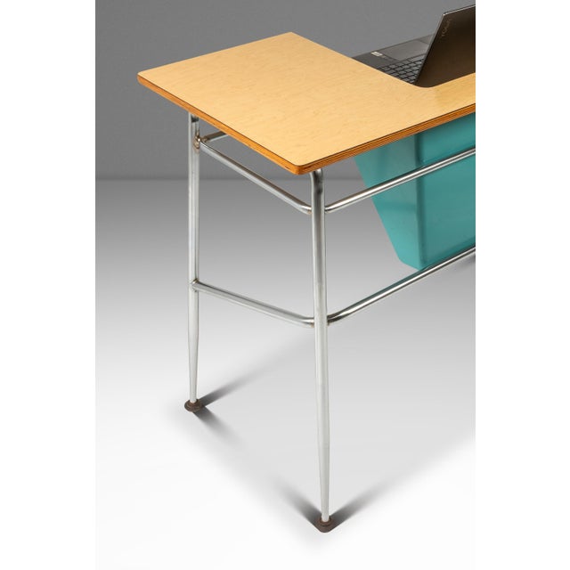 Mid-Century Modern Industrial Writer's Desk / Computer Desk W/ Adjustable Height Desk Top in Chrome & Metal, Usa, C. 1970s For Sale - Image 14 of 18