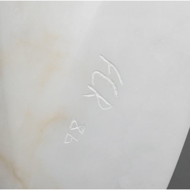 Modernist Abstract White Marble Sculpture, 1986 For Sale - Image 9 of 9