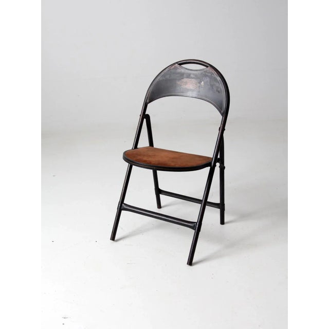 Art Deco Vintage Metal Folding Chair For Sale - Image 3 of 13