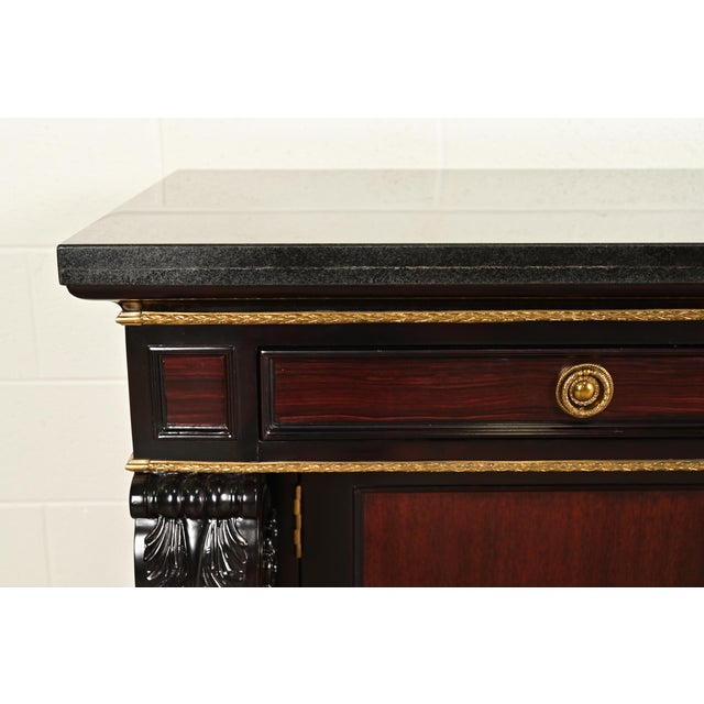 Ralph Lauren French Empire Carved Mahogany Marble Top Sideboard or Bar Cabinet For Sale - Image 9 of 15