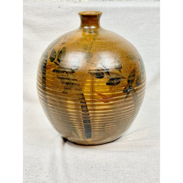 Large Vintage Handmade Palm Vase For Sale - Image 4 of 11