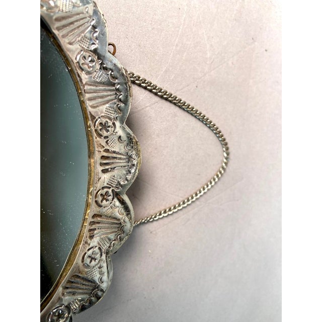 Turkish 19th C Ottoman Silver Oval Wedding Mirror Decor For Sale - Image 3 of 18