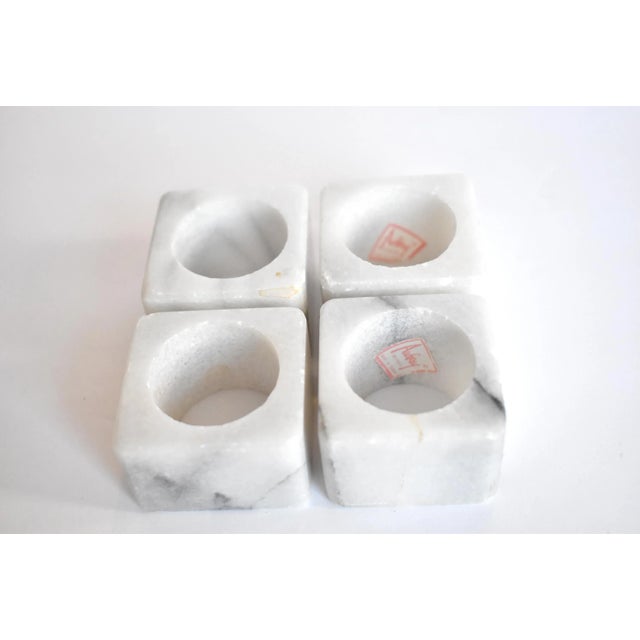 Vintage White Marble Napkin Rings - Set of 4 For Sale - Image 4 of 9