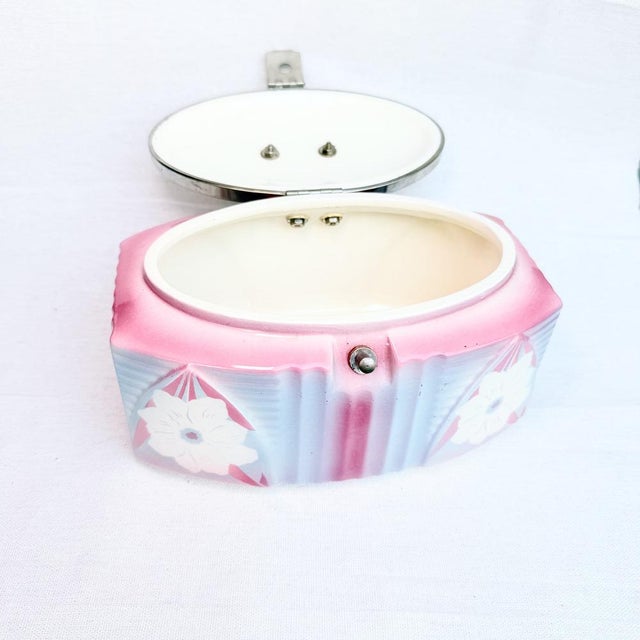 Cookie Tin in Floral Porcelain, 1920s For Sale - Image 12 of 16