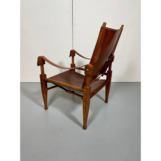 Kaare Klint Safari Chair in Leather by Kaare Klint For Sale - Image 4 of 18