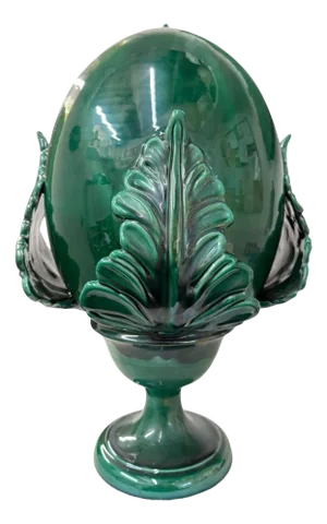 Green Glazed Italian Ceramic Pine Cone