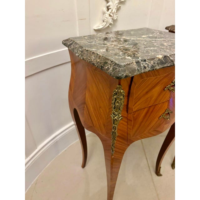 Antique French Louis XV Style Marble-Top Bedside Tables, 1900, Set of 2 For Sale - Image 14 of 15