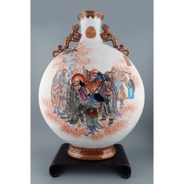 Early 20th Century Chinese Porcelain Eight Immortals Baoyueping For Sale - Image 13 of 13