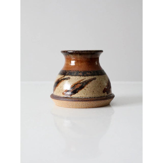 Brown Vintage Studio Pottery Vase For Sale - Image 8 of 9
