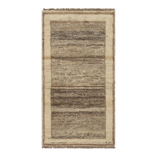 Vintage Gabbeh Persian Runner Rug in Beige and Brown Tones - Rug & Kilim For Sale
