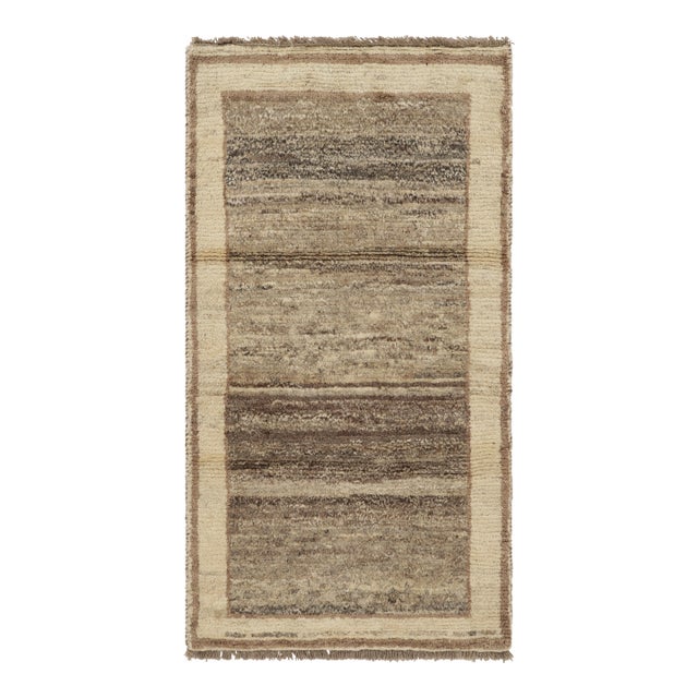 Vintage Gabbeh Persian Runner Rug in Beige and Brown Tones - Rug & Kilim For Sale