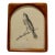 Vintage Original Pencil Drawing Songbird on Branch Signed Art Arched Wood Frame For Sale