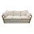 Crespi Style Rattan Sofa With Quadrille White Suncloth For Sale