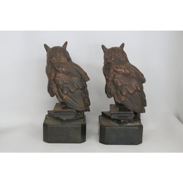 Owls Birds Standing on Books Sculpture Bookends a Pair 4679b For Sale - Image 11 of 15