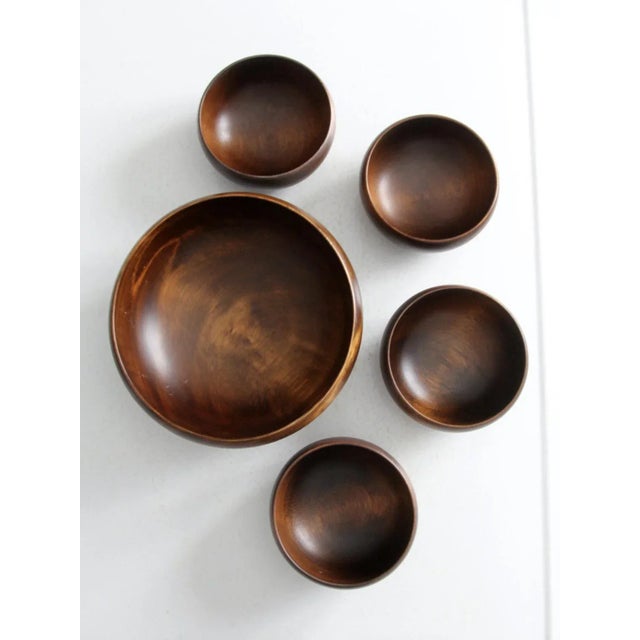 Mid-Century Wood Serving Bowl Set of 5 For Sale - Image 6 of 12