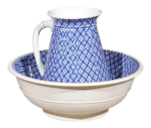 Westhead, Moore & Co. Valletta English Blue & White Brown Wash Basin- 2 Pieces