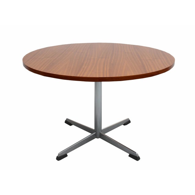 Wood Walnut Coffee Table with Chrome Base, 1960s For Sale - Image 7 of 7