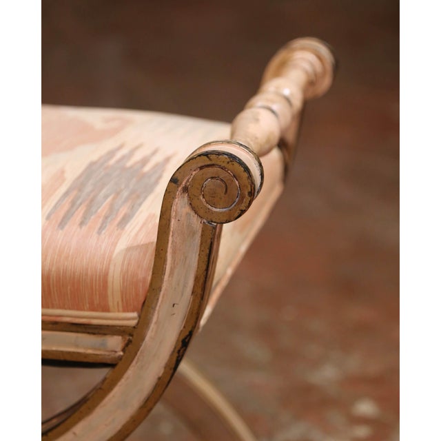 Wood Mid-Century Italian Painted Curule Stool With Turned Handles and X-Form Base For Sale - Image 7 of 9