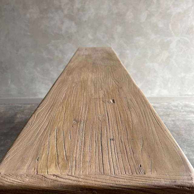 Custom Reclaimed Elm Wood Console Table - 55" For Sale - Image 9 of 9