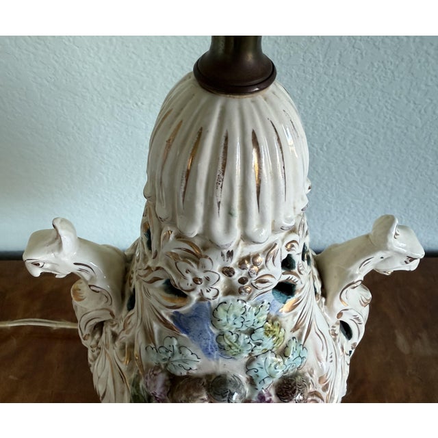 Early 20th Century Large Capodimonte Style Cherub Porcelain Table Lamp For Sale - Image 10 of 13