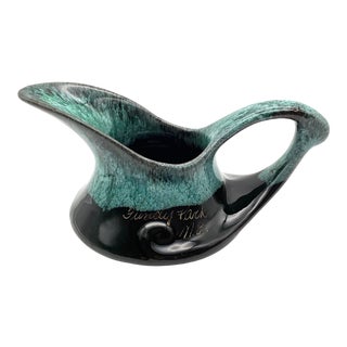 Mid-Century Teal & Black Glazed Creamer For Sale