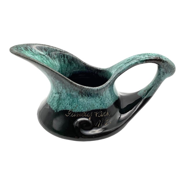 Mid-Century Teal & Black Glazed Creamer For Sale