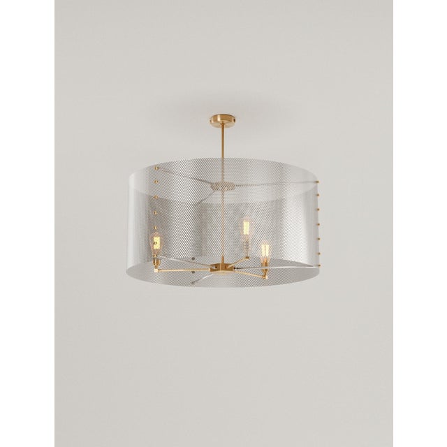 Trapenard ceiling lamp in brass & stainless steel by studio marine breynaert. Dimensions: ø 80 x h 35 cm (height upon...