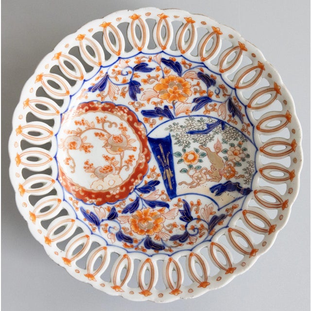 Paint Antique 19th Century Pierced Japanese Imari Plate For Sale - Image 7 of 7