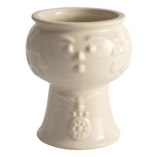 Scandinavian Modern White Porcelaine Face Vase by Ancher Iversen For Sale