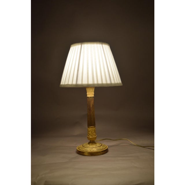 19th Century Ormolu Gilt Bronze Table Lamp with Pleated Shade For Sale - Image 6 of 11
