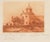 Mid 20th century terra cotta color etching on paper by Willie Lucille Reed Rowe (1914-1986) Louisiana, Texas. Mission...