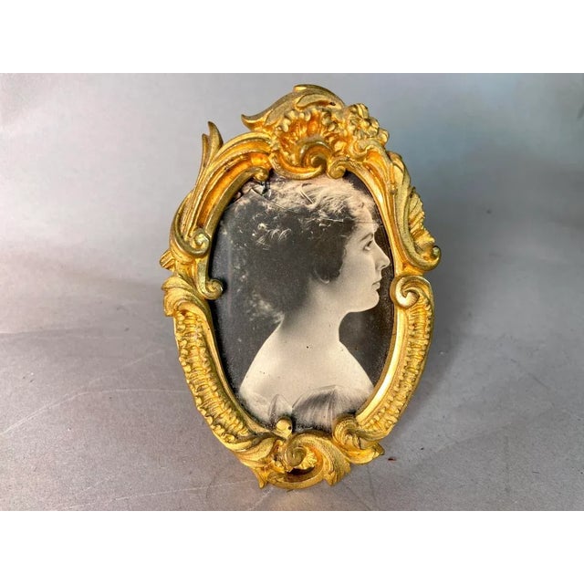 19thC French Gilded Bronze Miniature Floral Picture Frame For Sale - Image 6 of 10