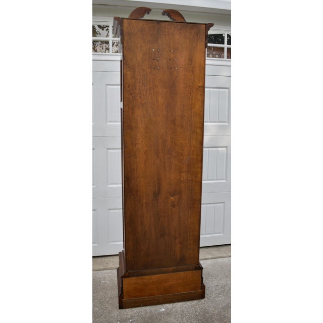Wood Ridgeway Grandfather Clock Wood Brass Dial Moving Moon Phase Windsor Cherry For Sale - Image 7 of 18