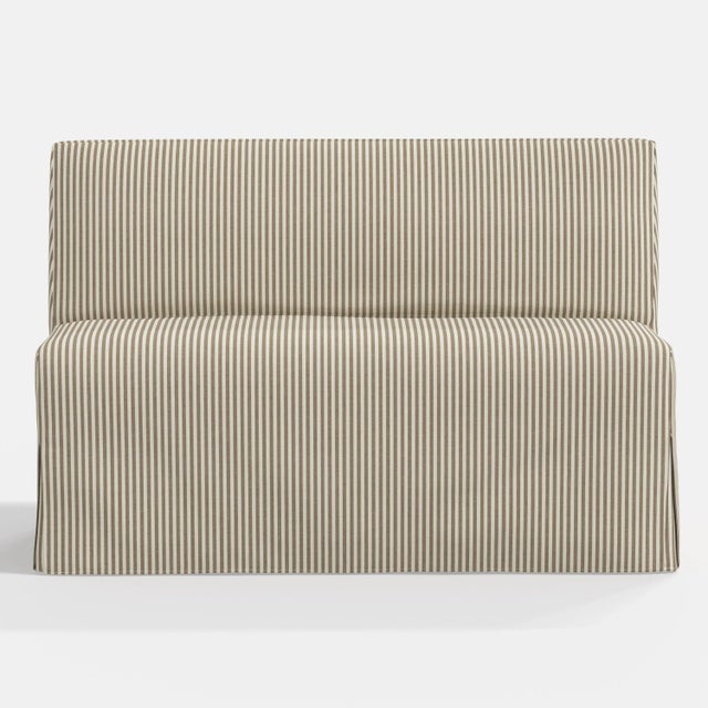 Cloth & Company Stoffer Home x Cloth & Company Lindy Slipcover Dining Banquette in Jane Stripe Burlap For Sale - Image 4 of 6