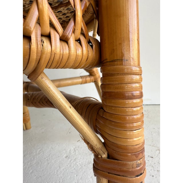 1970s 1970s Rattan Chair With Patterned Cushion For Sale - Image 5 of 7