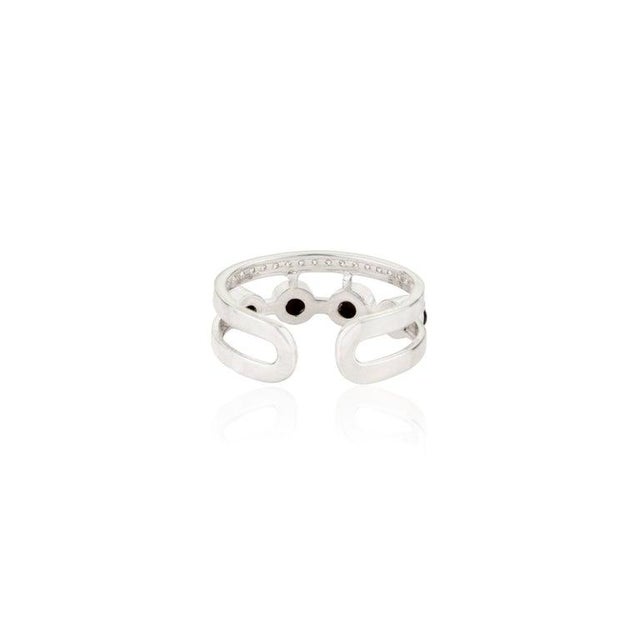 Boho Tiger’s Eye & Zircon Double Band Ring in 925 Silver, Size 8.5 For Sale - Image 4 of 11