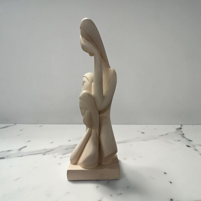 Vintage Modernist Large White Plaster Three Women Sculpture For Sale - Image 4 of 10