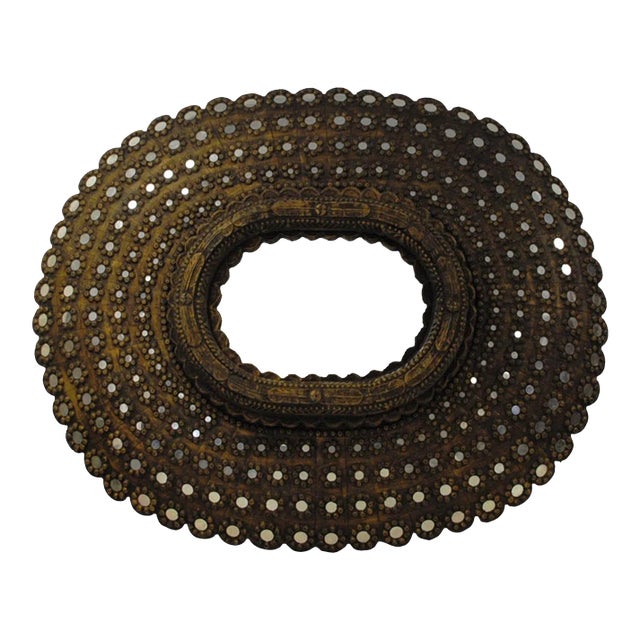 1990s Handcrafted Oval Ornate Decorative Wall Accent Mirror For Sale